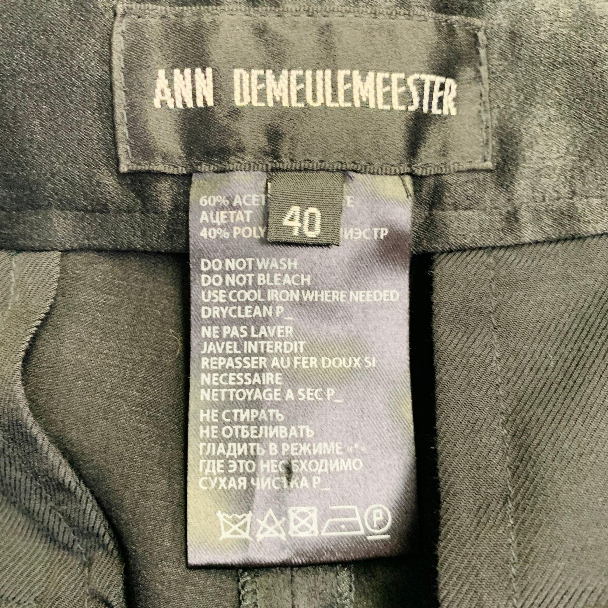 ANN DEMEULEMEESTER Größe 8 Schwarz Acetatmischung Flache Vorderseite Konisch zulaufende Kleiderhosen Damen im Angebot