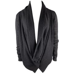 ANN DEMEULEMEESTER Größe 8 Schwarze Strickjacke aus Alpaka / Wolle mit Knopfleiste