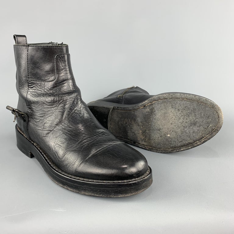 ANN DEMEULEMEESTER Size 8 Black Leather Detachable Cald Shaft Boots at ...