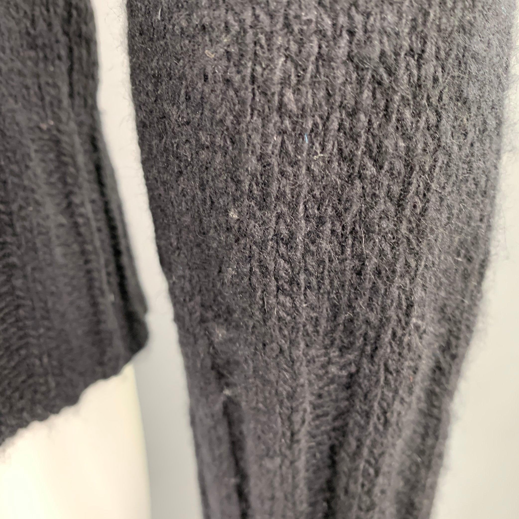 ANN DEMEULEMEESTER Size 8 Black Merino Wool Angora Double Zipper Cardigan 3
