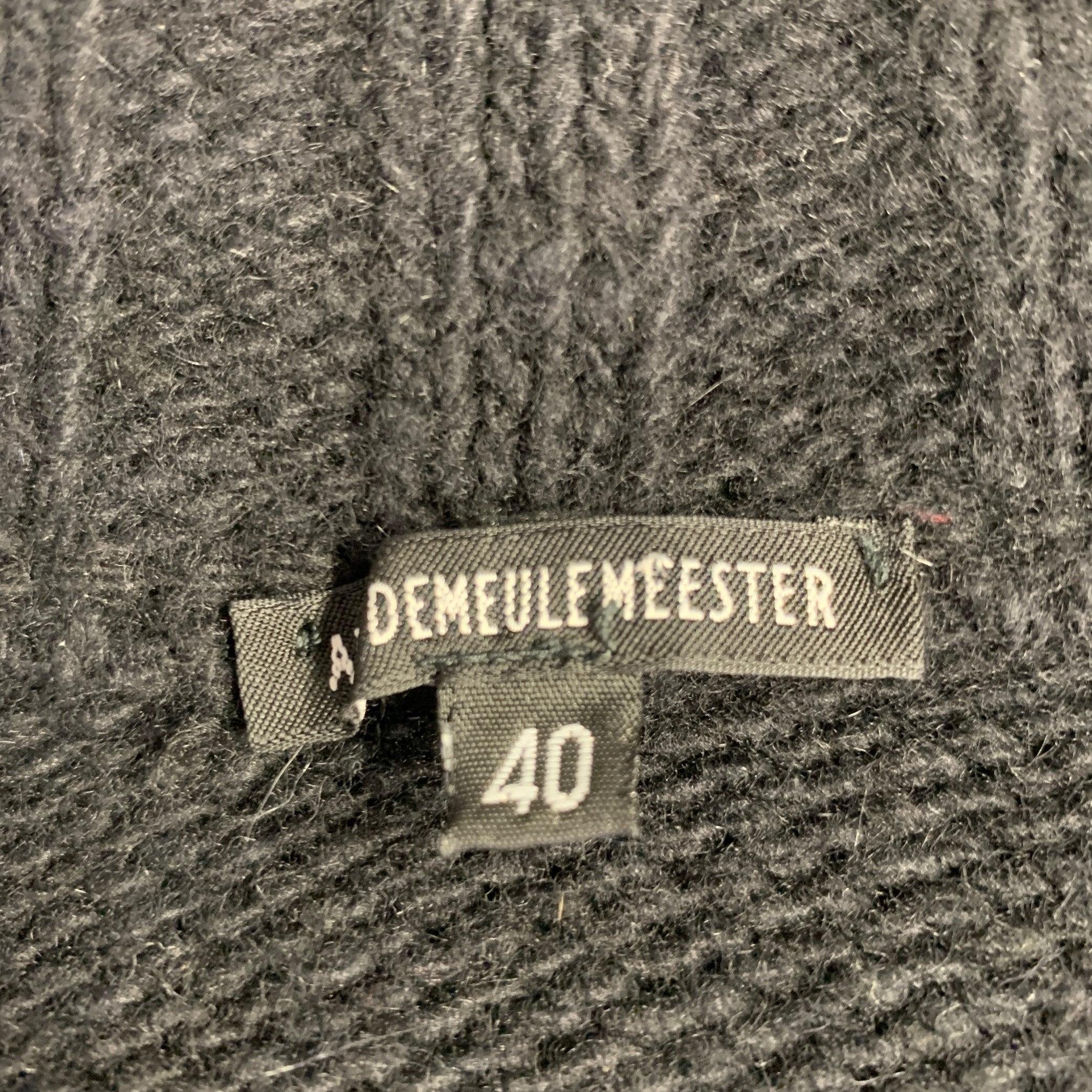 ANN DEMEULEMEESTER Size 8 Black Merino Wool Angora Double Zipper Cardigan 4