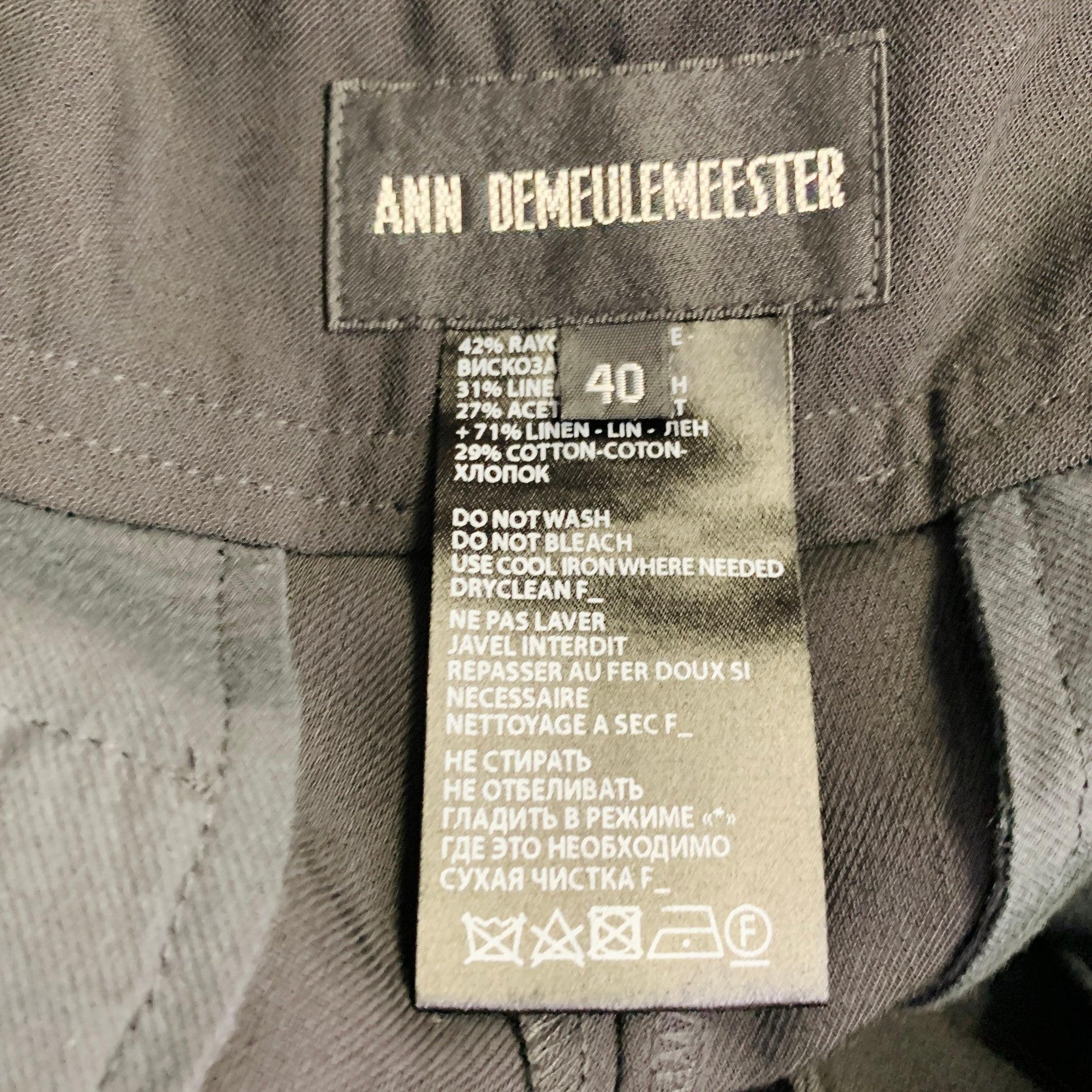 ANN DEMEULEMEESTER Größe 8 Schwarz Rayon Blend Flat Front Layered Dress Pants im Angebot 2
