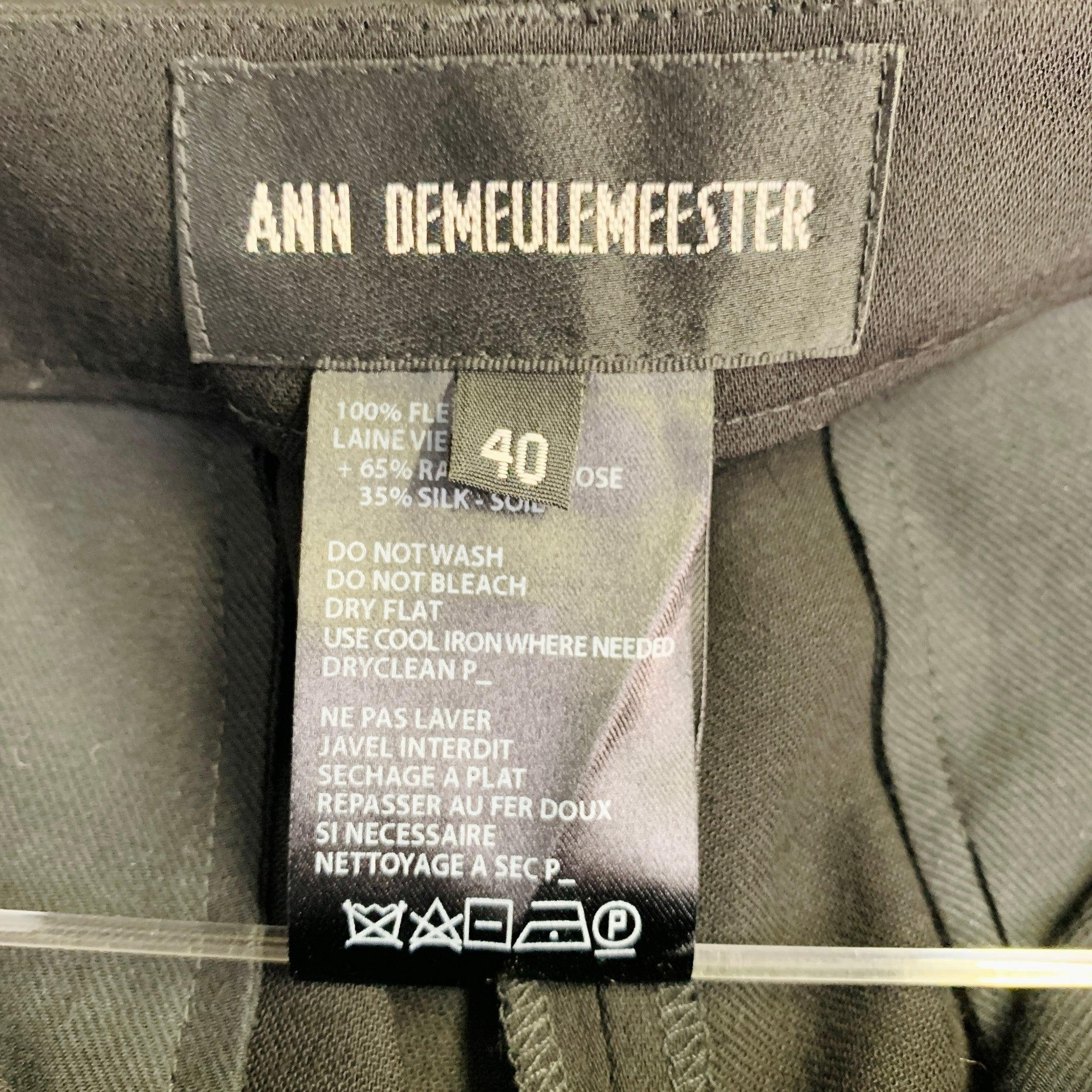 ANN DEMEULEMEESTER Größe 8 Schwarz Wolle flach vorne Knöchel Schlitz Kleid Hose Damen im Angebot