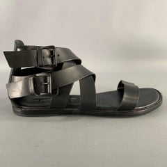 ANN DEMEULEMEESTER Größe 9 Schwarz Leder Riemchensandalen