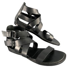 ANN DEMEULEMEESTER Größe 9 Schwarz Leder Riemchensandalen