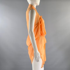 ANN DEMEULEMEESTER Size M Peach Draped Sleeveless Shirt