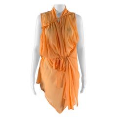 ANN DEMEULEMEESTER Size M Peach Draped Sleeveless Shirt