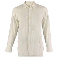 ANN DEMEULEMEESTER Größe M Weißes langärmeliges Hemd aus plissierter Baumwolle mit Knopfleiste