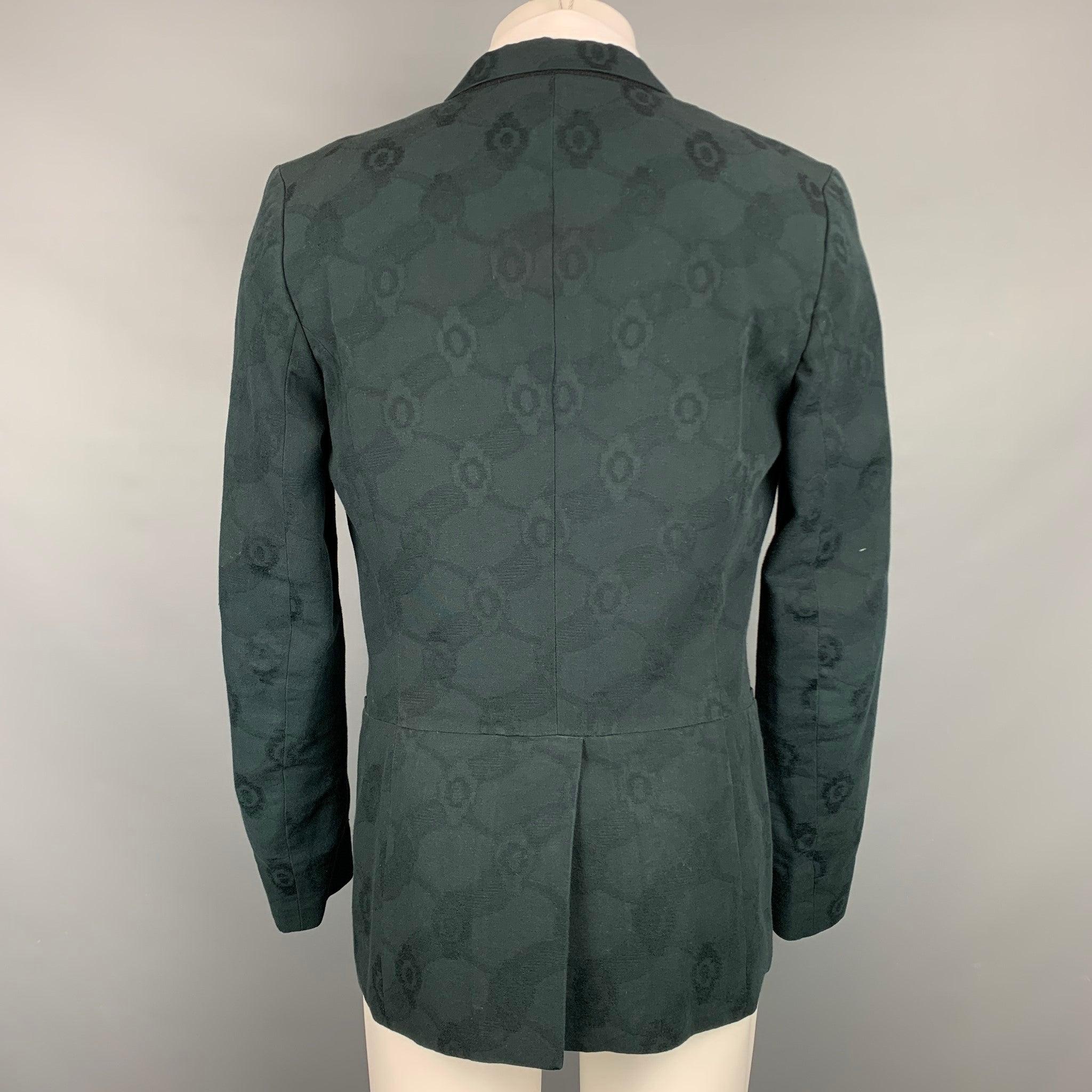 Men's ANN DEMEULEMEESTER Size S Black Jacquard Cotton Notch Lapel Sport Coat For Sale