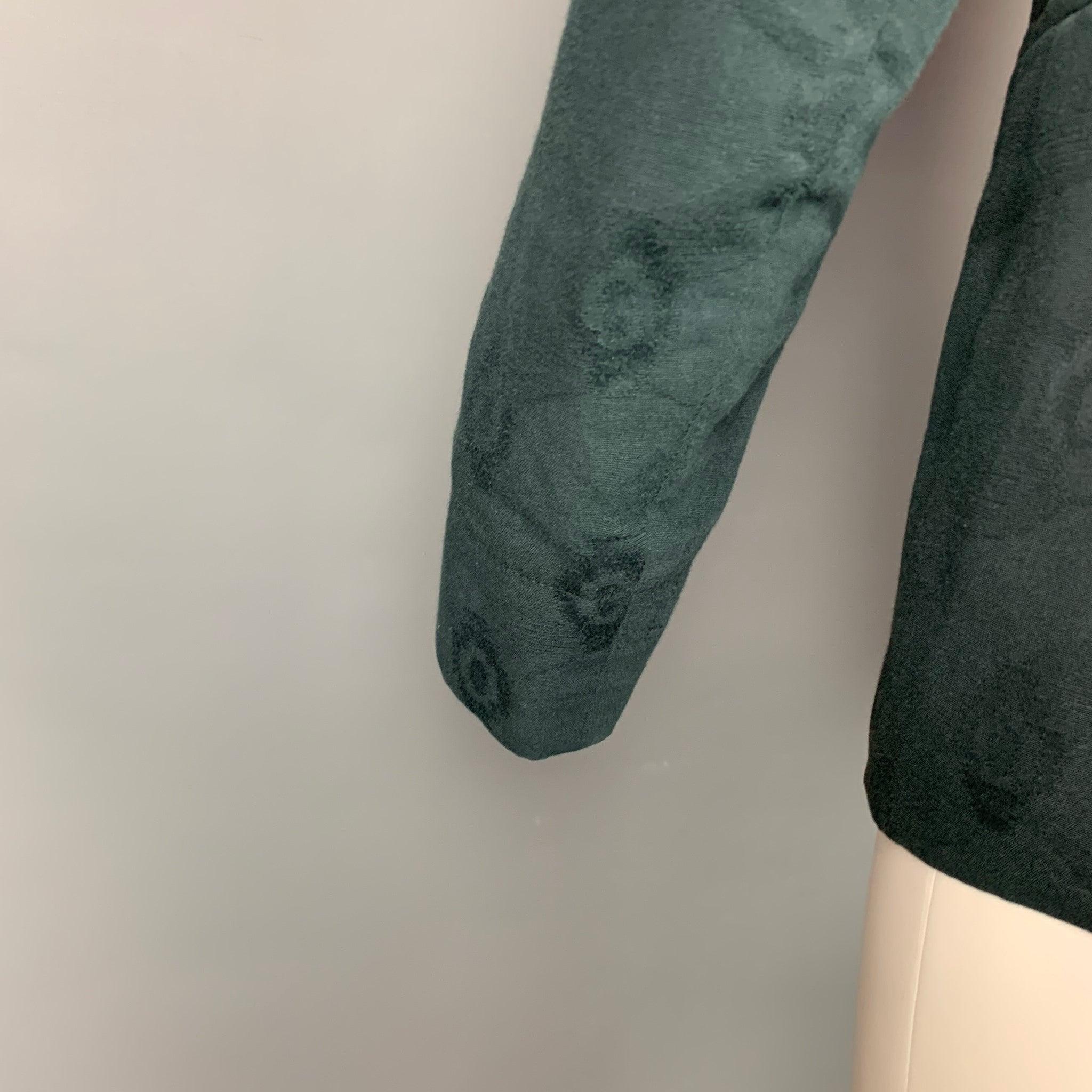 ANN DEMEULEMEESTER Size S Black Jacquard Cotton Notch Lapel Sport Coat For Sale 1