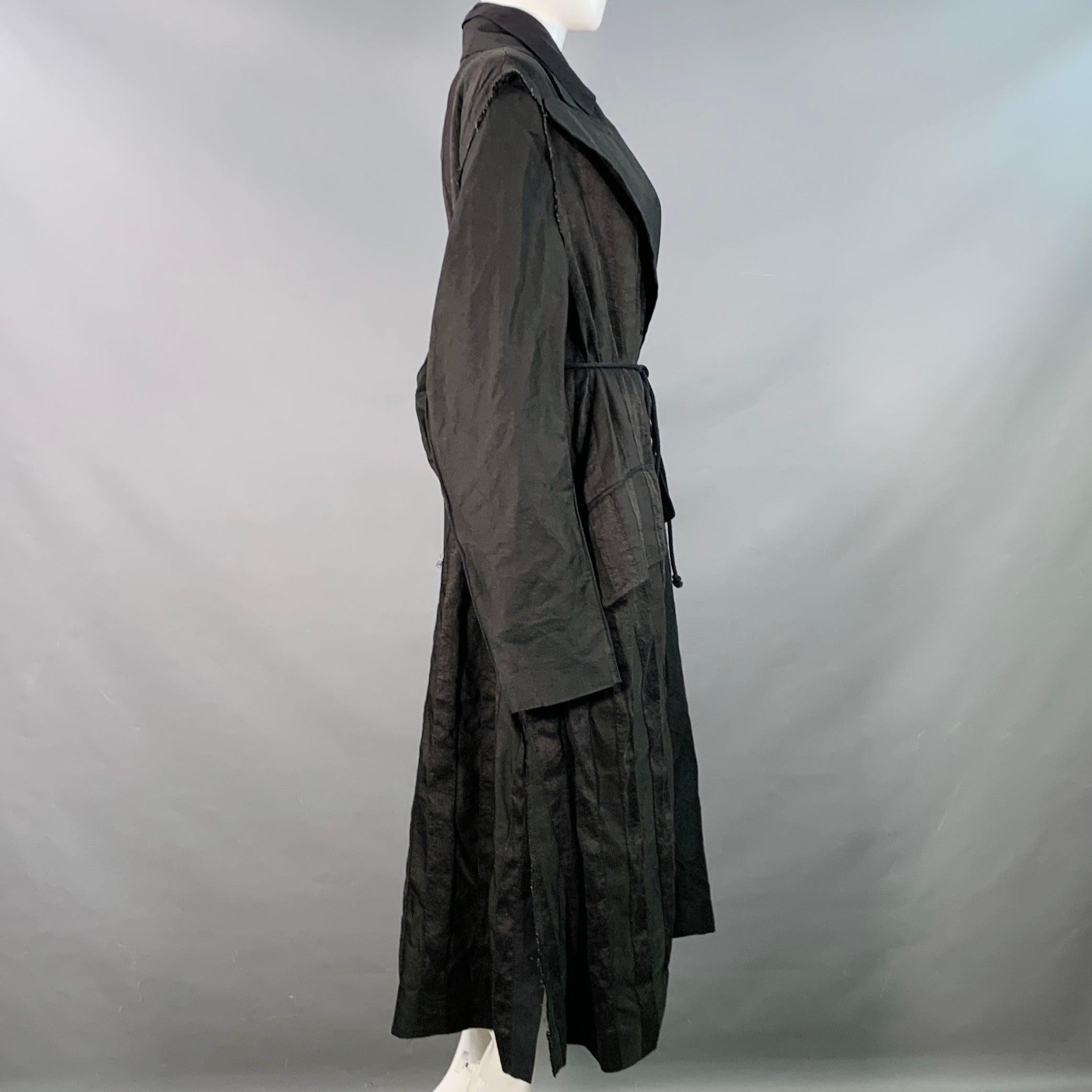 Ann Demeulemeester Taglia S Cappotto trench doppiopetto a righe in misto lino nero In condizioni ottime in vendita a San Francisco, CA