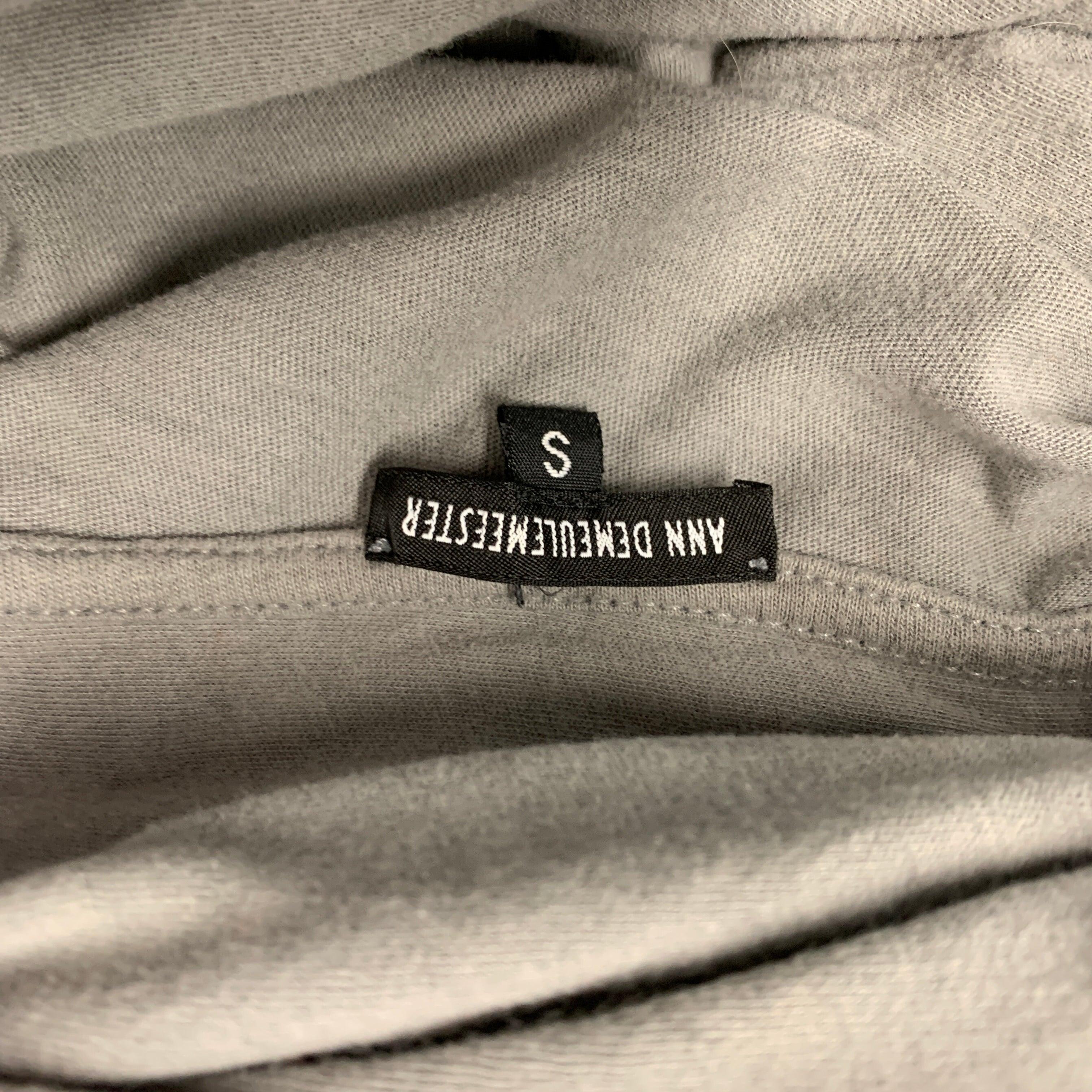 Men's ANN DEMEULEMEESTER Size S Grey Cotton Hooded Sweatshirt For Sale