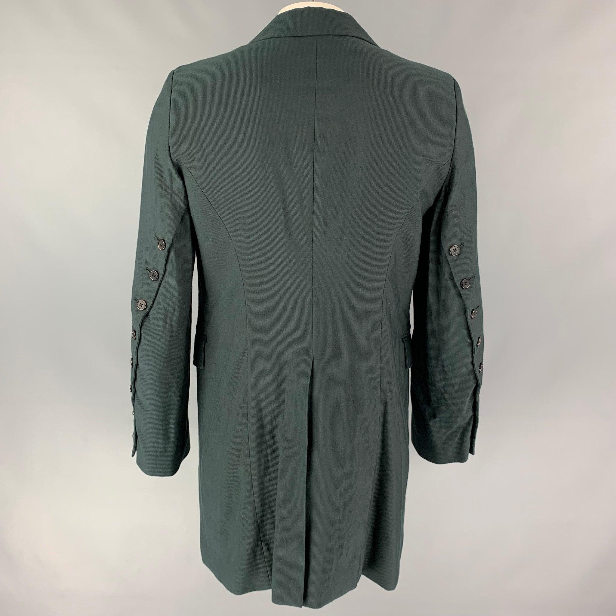 Men's ANN DEMEULEMEESTER Size XL Charcoal & Black Peak Lapel Cotton Coat