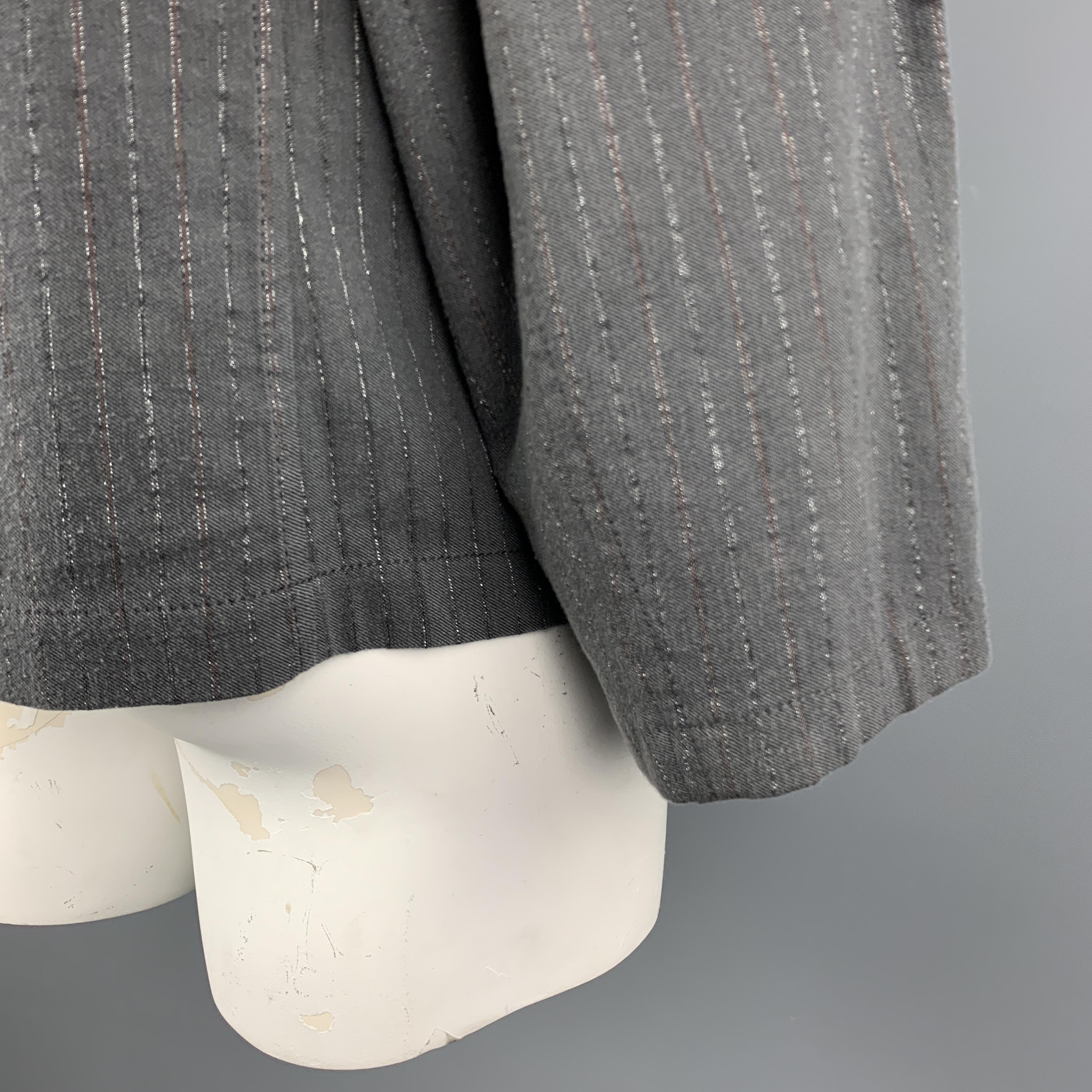 Women's or Men's ANN DEMEULEMEESTER Size XL Grey Stripe Cotton Blend Peak Lapel Jacket