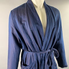 ANN DEMEULEMEESTER Size XS Navy Brown Linen Blend Robe
