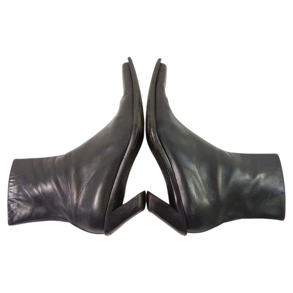 Ann Demeulemeester Slant Heel Black Leather Boots For Sale 1