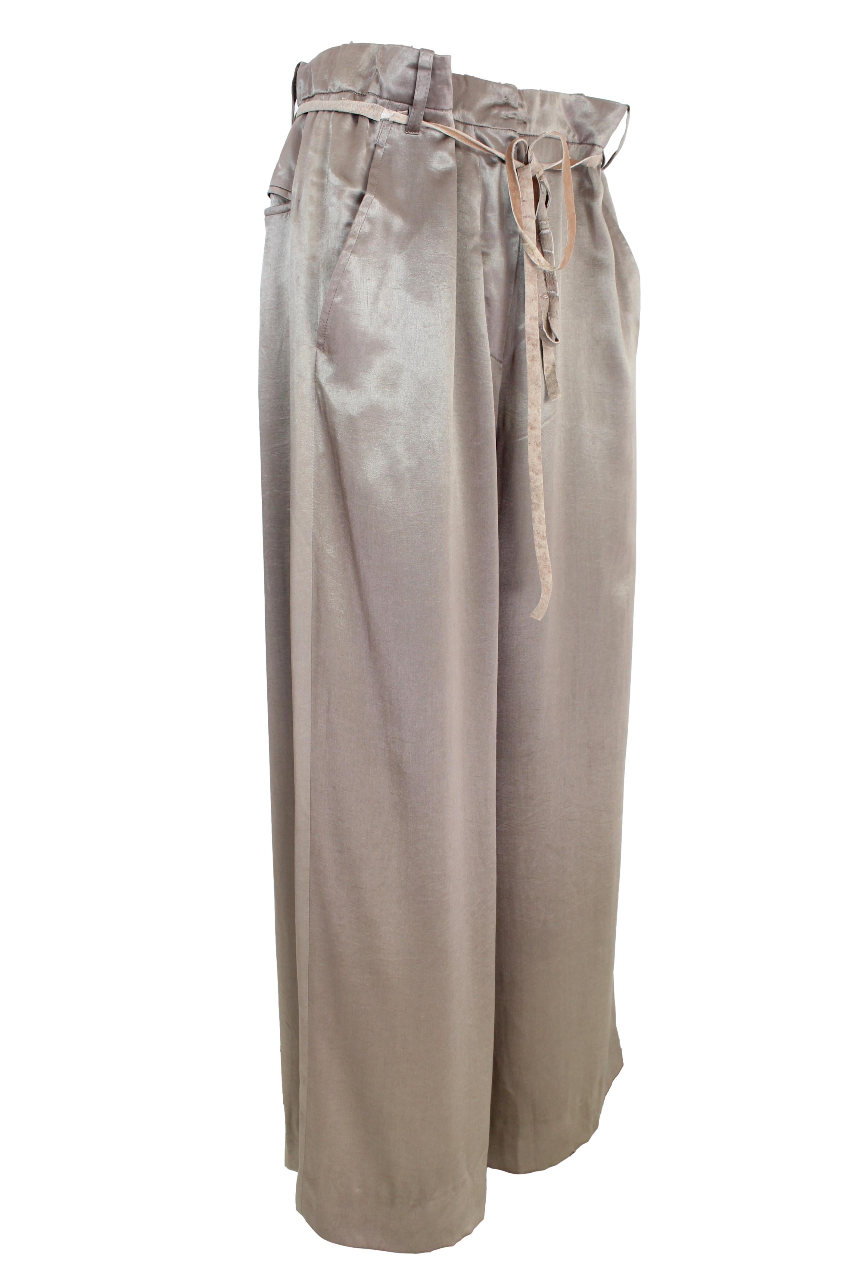 Gray Ann Demeulemeester Taupe Palazzo Trousers