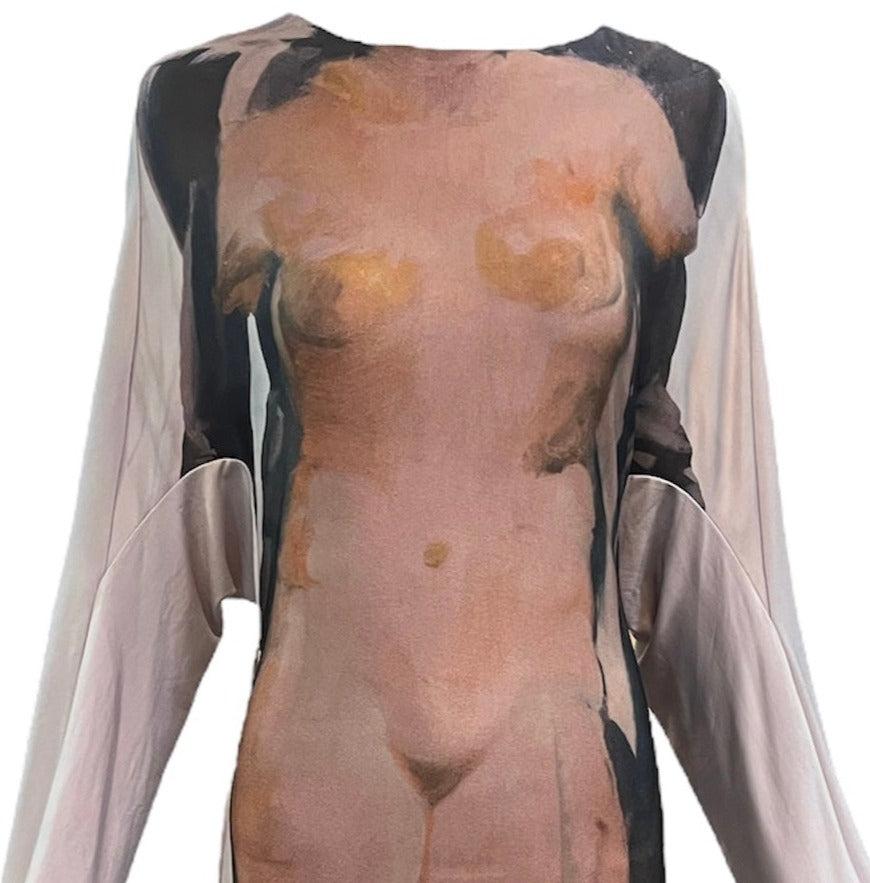Maxivestido estampado Venus de Milo en trampantojo Ann Demeulemeester, Años 2000 en Nuevo estado para la venta en Los Angeles, CA