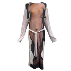 Ann Demeulemeester Trompe L'oeil Venus de Milo Print Maxi Dress, 2000s