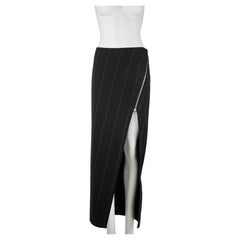 Ann Demeulemeester Vintage 1996-1997 Black Wool Pinstripe Runway Skirt Ann Demeulemeester Vintage 1996-1997 Black Wool Pinstripe Runway Skirt