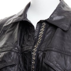 ANN DEMEULEMEESTER Vintage cow leather snap button cropped jacket FR36 S