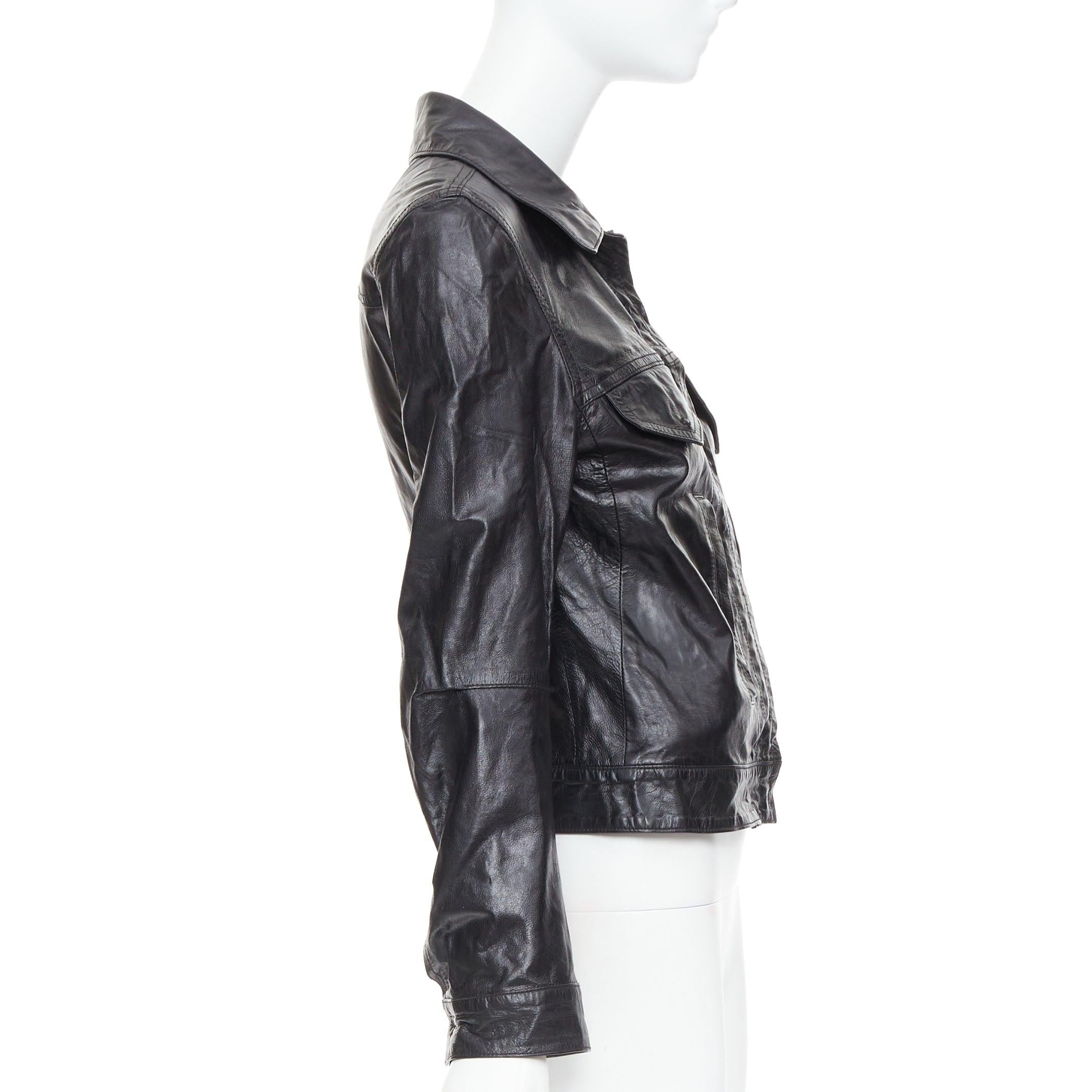 Women's ANN DEMEULEMEESTER Vintage cow leather snap button cropped jacket FR36 S For Sale