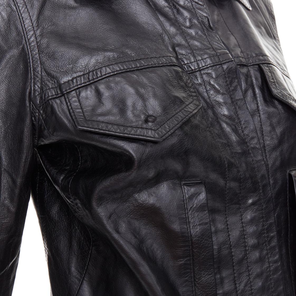 ANN DEMEULEMEESTER Vintage cow leather snap button cropped jacket FR36 S For Sale 3