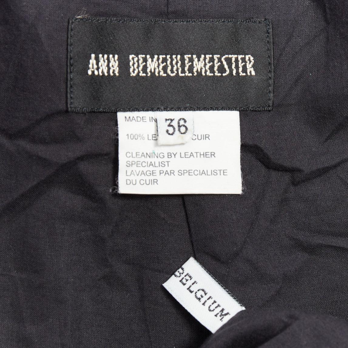 ANN DEMEULEMEESTER Vintage cow leather snap button cropped jacket FR36 S For Sale 4