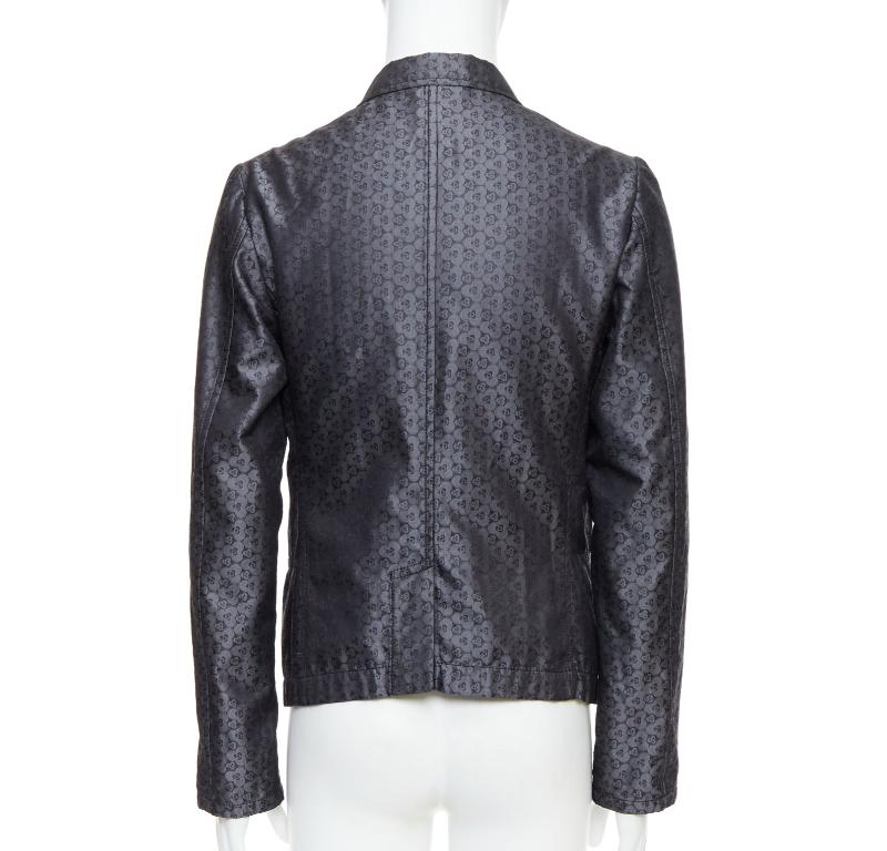 Men's ANN DEMEULEMEESTER Vintage grey silk blend geometric floral brocade blazer M For Sale