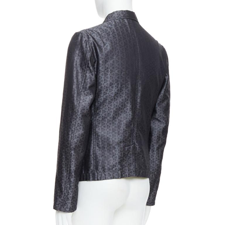 ANN DEMEULEMEESTER Vintage grey silk blend geometric floral brocade blazer M For Sale 1