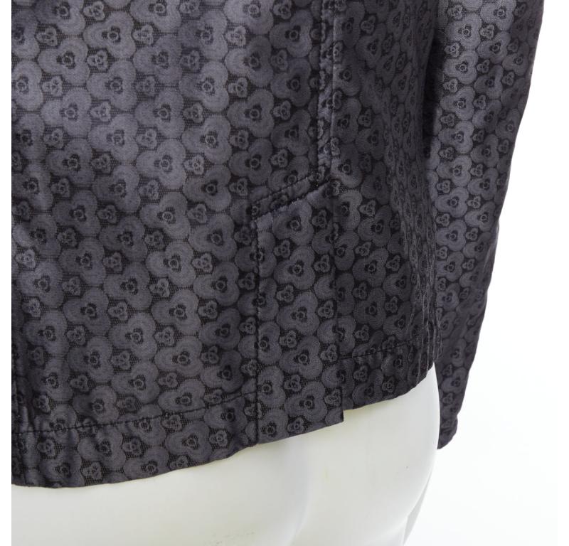 ANN DEMEULEMEESTER Vintage grey silk blend geometric floral brocade blazer M For Sale 2