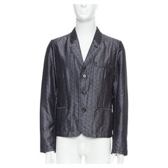 ANN DEMEULEMEESTER Vintage grey silk blend geometric floral brocade blazer M