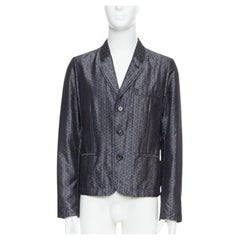 ANN DEMEULEMEESTER Vintage Grauer Blazer aus Seidenmischung mit geometrischem Blumenbrokat in Grau M