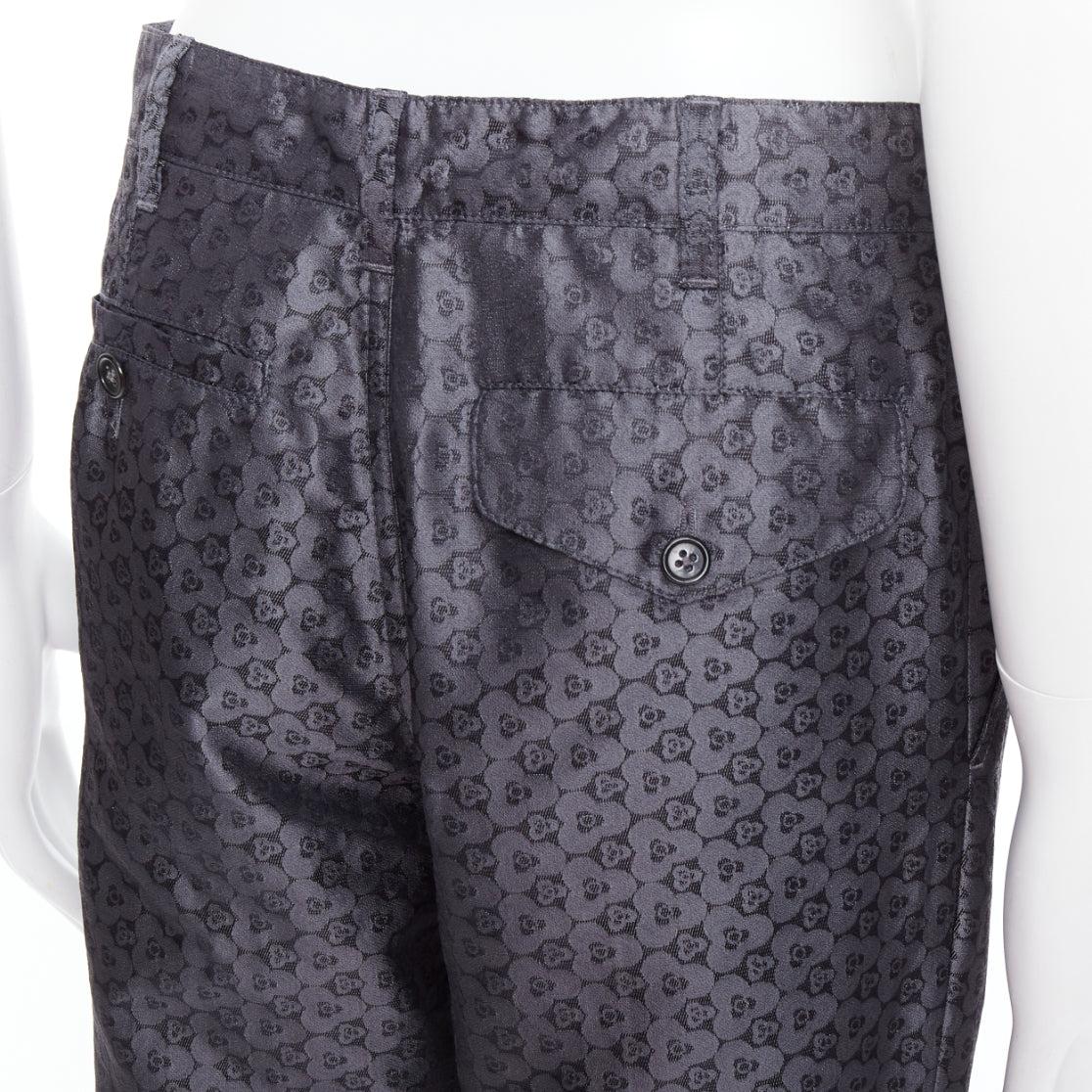 ANN DEMEULEMEESTER Vintage grey silk blend geometric floral print pants XS For Sale 2