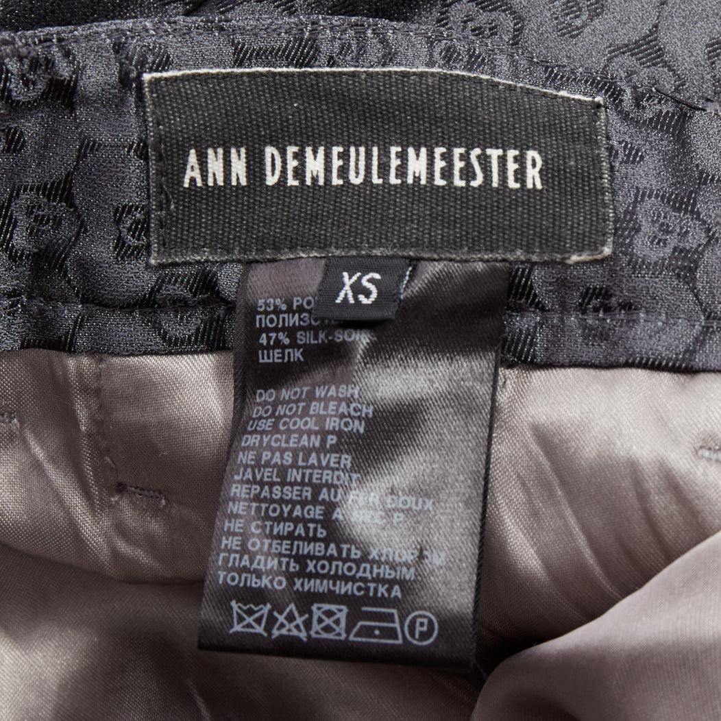 ANN DEMEULEMEESTER Vintage grey silk blend geometric floral print pants XS For Sale 3