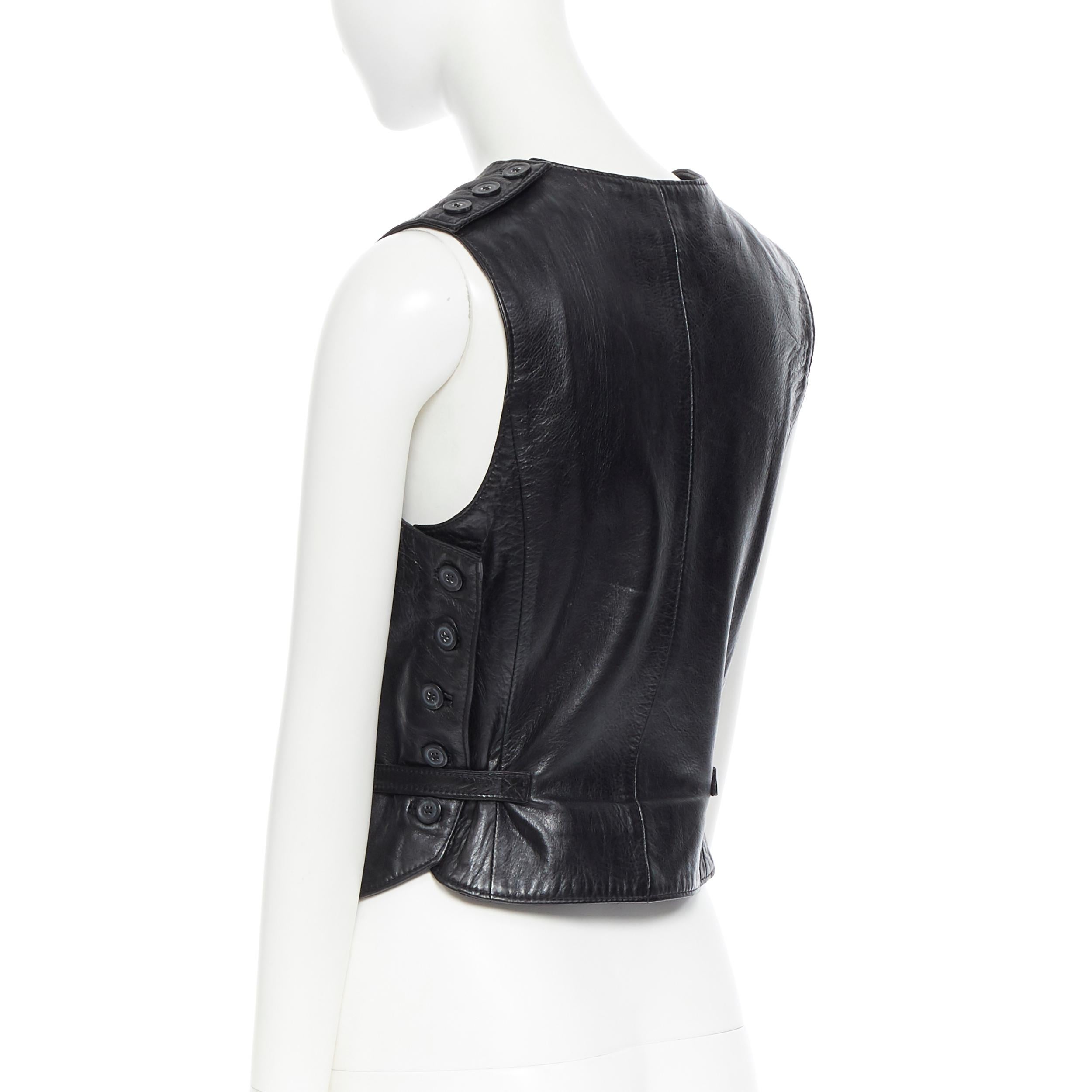 ANN DEMEULEMEESTER vintage leather chest plate armor belted vest top FR38 M In Excellent Condition In Hong Kong, NT