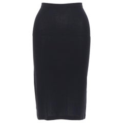 ANN DEMEULEMEESTER virgin wool blend black minimal stretch pencil skirt FR34