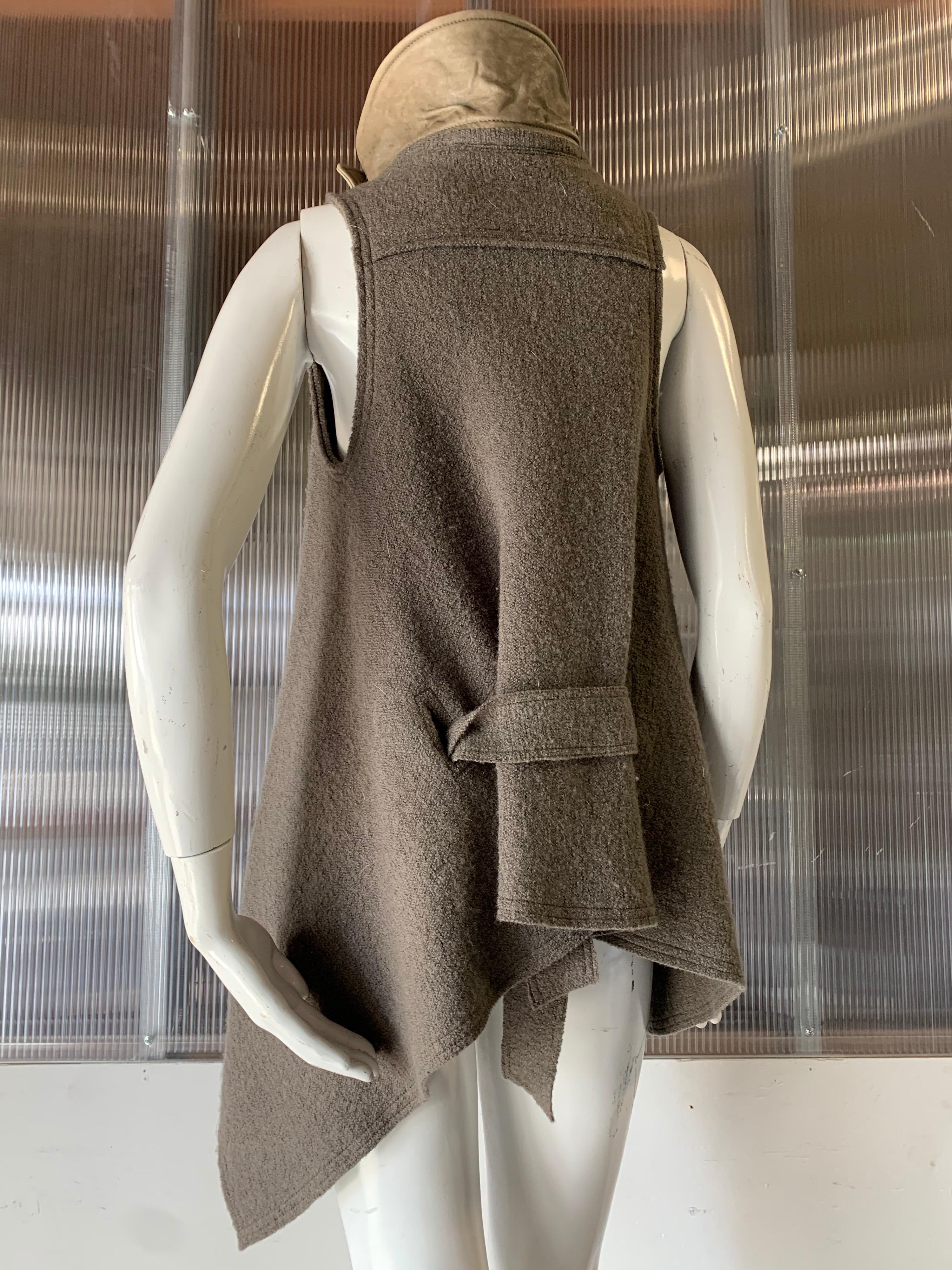 Women's Ann Demeulemeester Wool & Leather Funnel-Neck Avant Garde Vest
