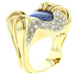 Ann Garrett Opal, Diamond, and 18 Karat Yellow Gold Ring