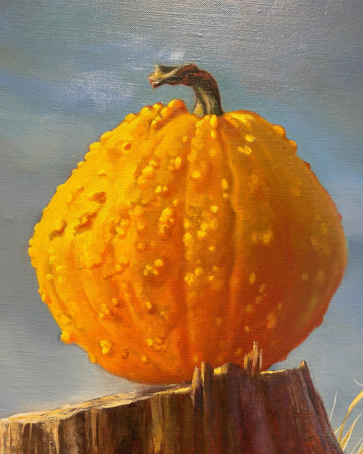 Terrenal (Pintura Naturaleza Muerta Cornucopia de Verduras de Verano y Otoño) - Painting Contemporáneo de Ann Getsinger