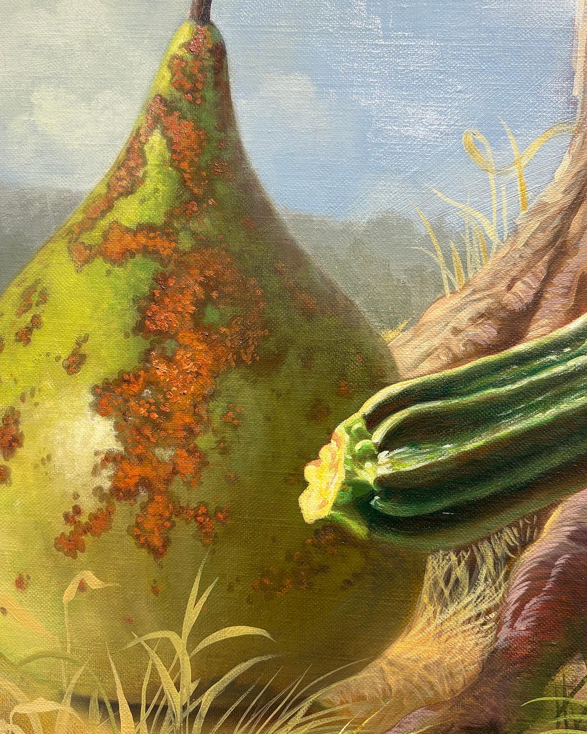 Terrenal (Pintura Naturaleza Muerta Cornucopia de Verduras de Verano y Otoño) en venta 3