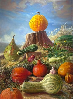 Earthly (Still Life Cornucopia Painting of Summer & Fall Vegetables)