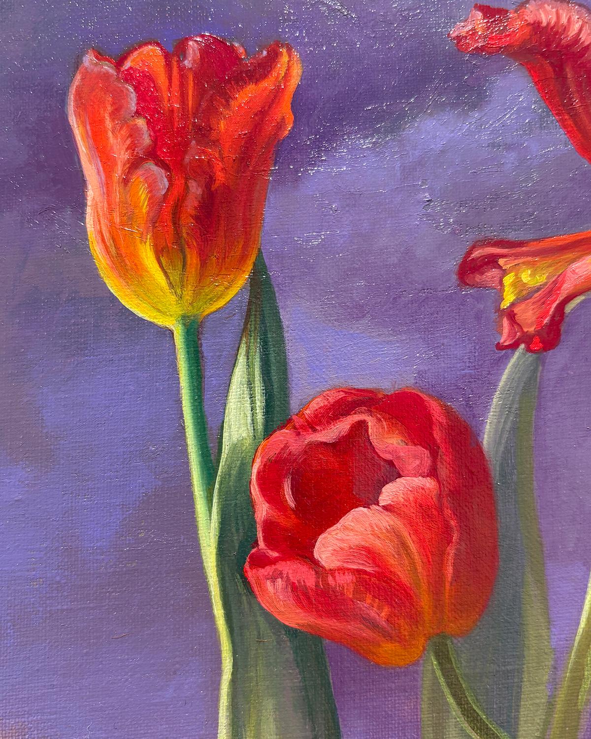 Aufhängung (Hyperrealistisches Blumen- und Gemüsestillleben vor Wolken) im Angebot 4