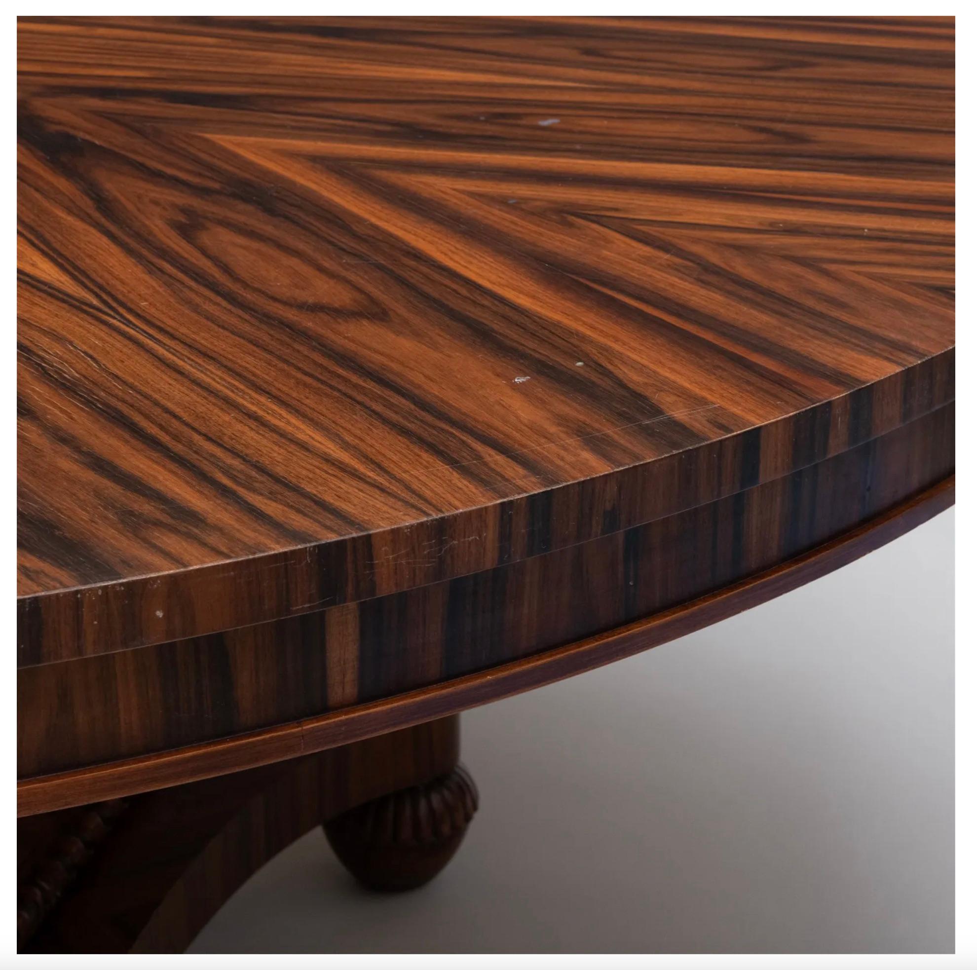 Ann Getty Collection Regency Style Zebrawood Circular Dining Table, Modern  In Good Condition For Sale In Dallas, TX