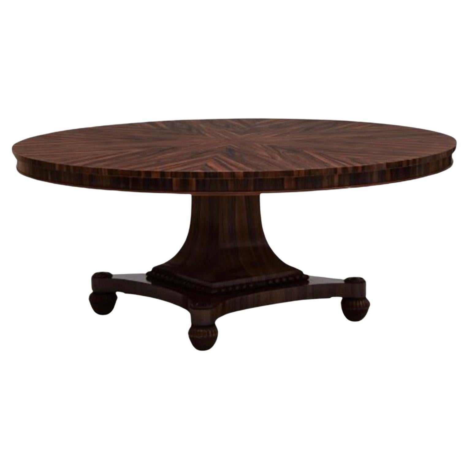 Ann Getty Collection Regency Style Zebrawood Circular Dining Table, Modern 