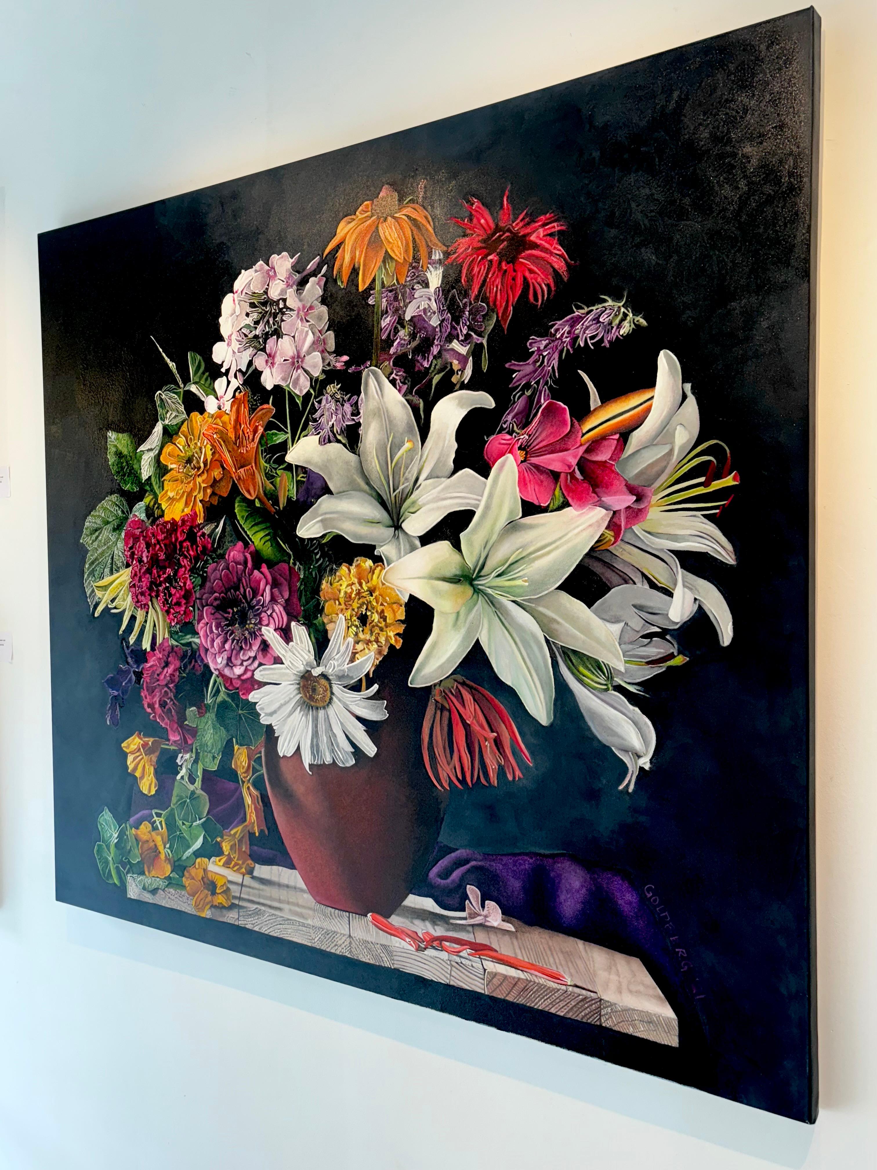Perennes canadienses - pintura al óleo de realismo original en venta - arte contemporáneo - Painting Fotorrealista de Ann Goldberg