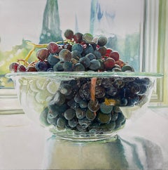 Uva scintillante - pittura ad olio originale iperrealista di frutta - arte contemporanea