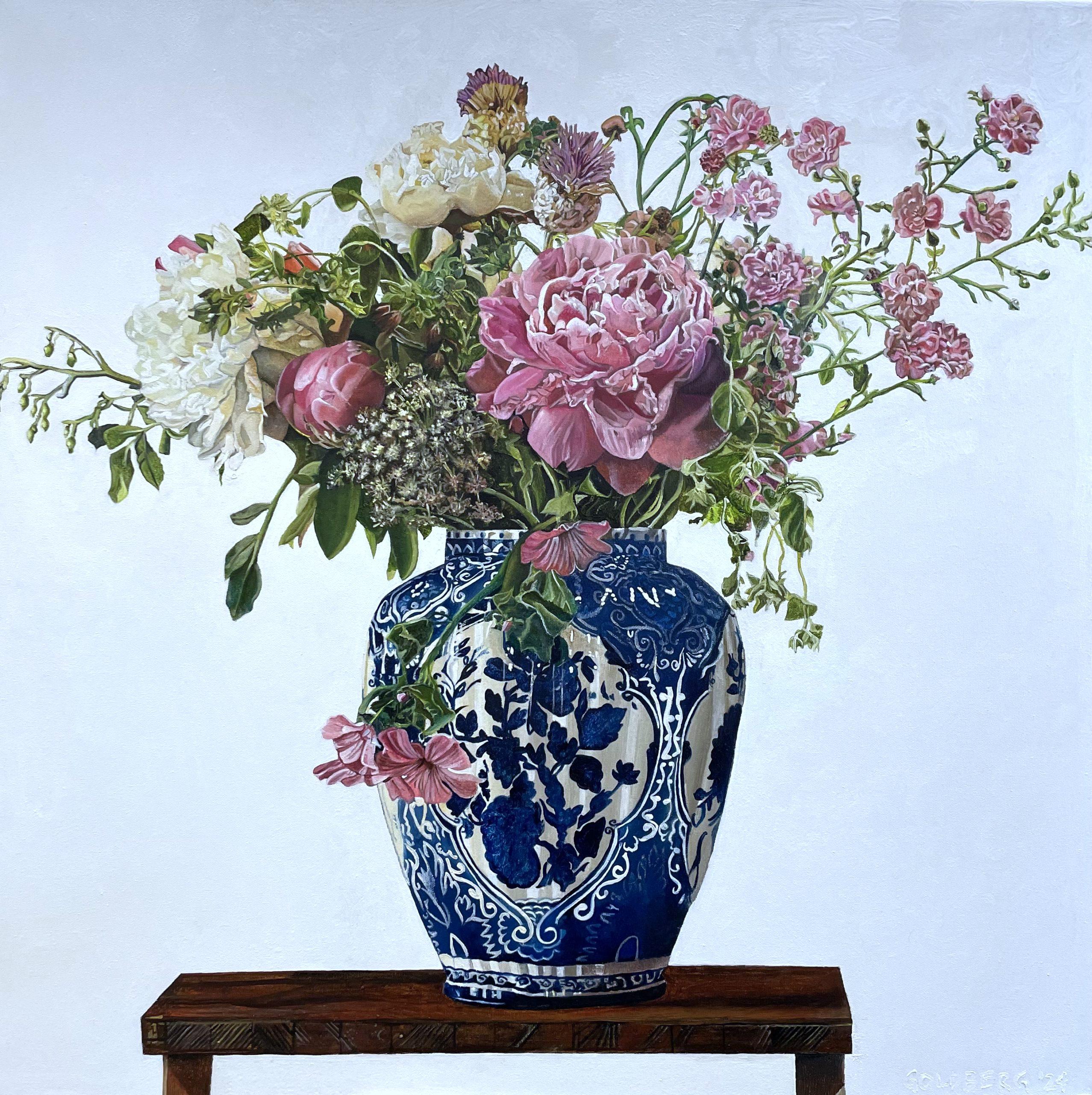 Vase of Spring Light: Original Contemporary Oil on Canvas Still Life, 76x76 cm