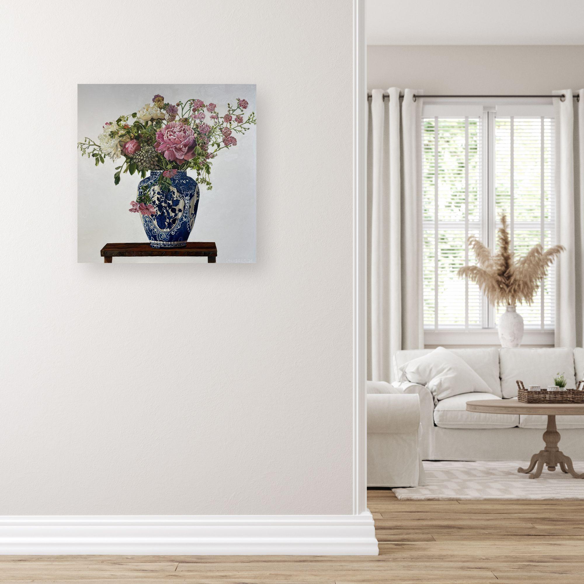 Vase des Frühlings Lights -Original Realismus Stillleben Ölgemälde- Zeitgenössische Kunst – Painting von Ann Goldberg