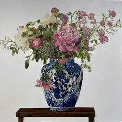 Vaso di luce primaverile - pittura ad olio di natura morta, realismo originale - arte contemporanea